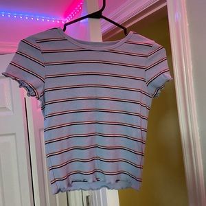 American eagle blue striped crop top. Size xs